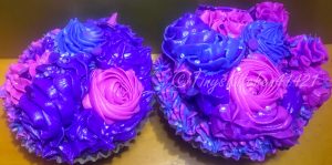 Purple Flower cupcakes and mini cake