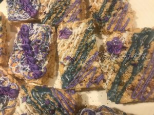 purple and silver rice crispy treats