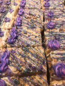 purple and silver rice crispy treats